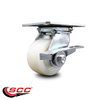 Service Caster 4 Inch Heavy Duty Nylon Caster with Roller Bearing and Brake SCC-35S420-NYR-SLB